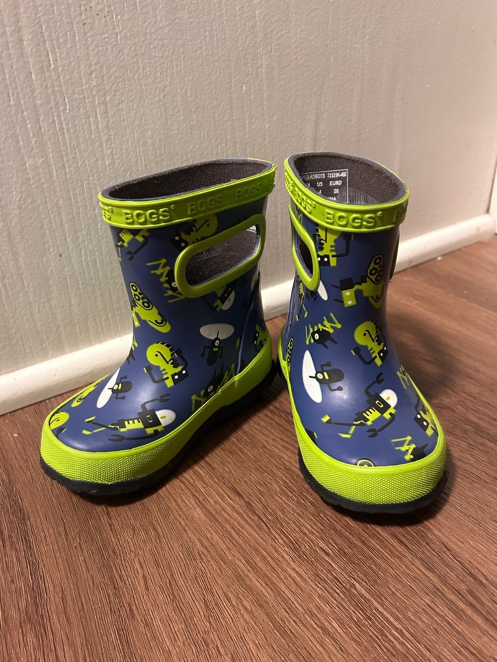 Bogs Kids' Navy & Lime Green Rain Boots with Handles